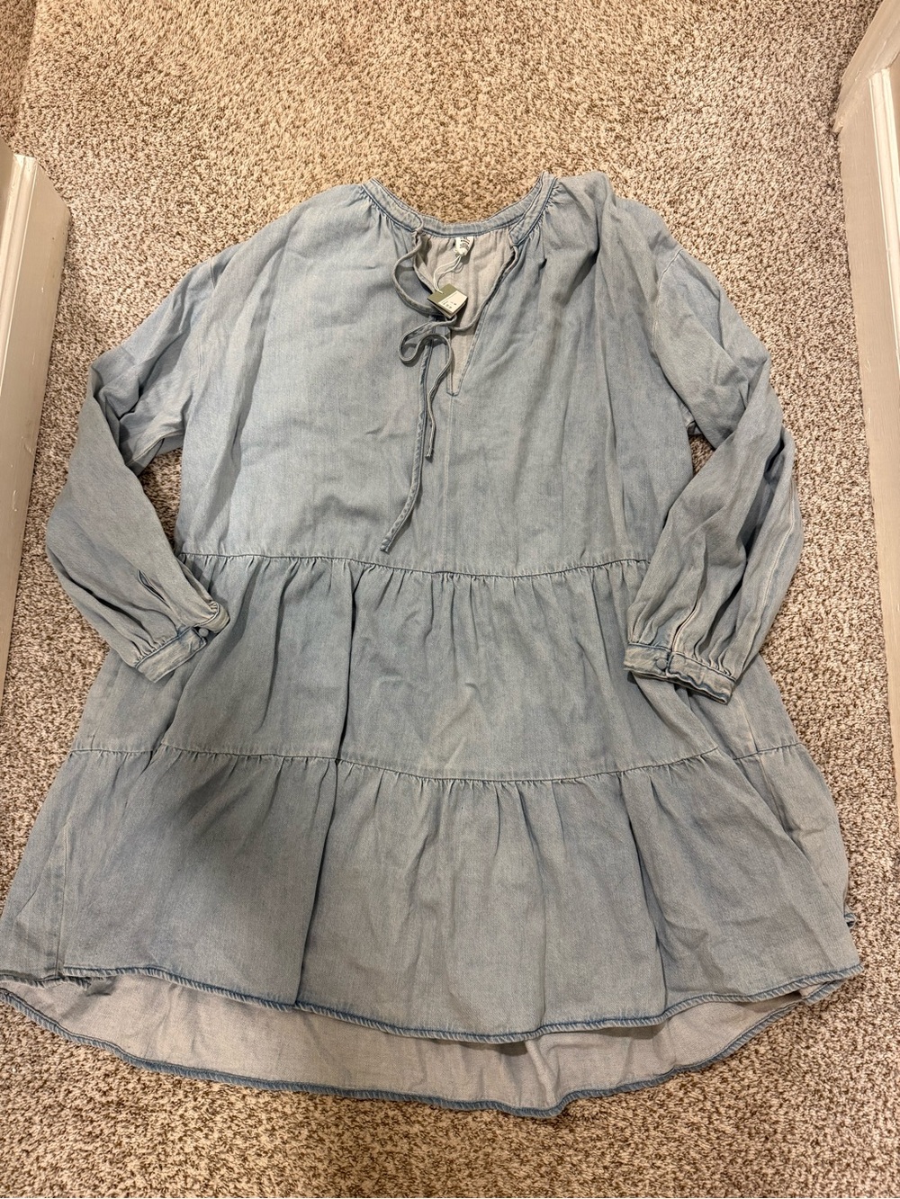 NWT H&M tiered denim swing dress sz L large